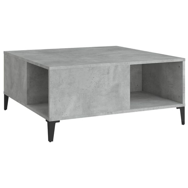 vidaXL Mesa de centro madera contrachapada gris hormig&oacute;n 80x80x36,5 cm