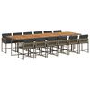 vidaXL Set comedor de jard&iacute;n con cojines 13 pzas rat&aacute;n sint&eacute;tico gris