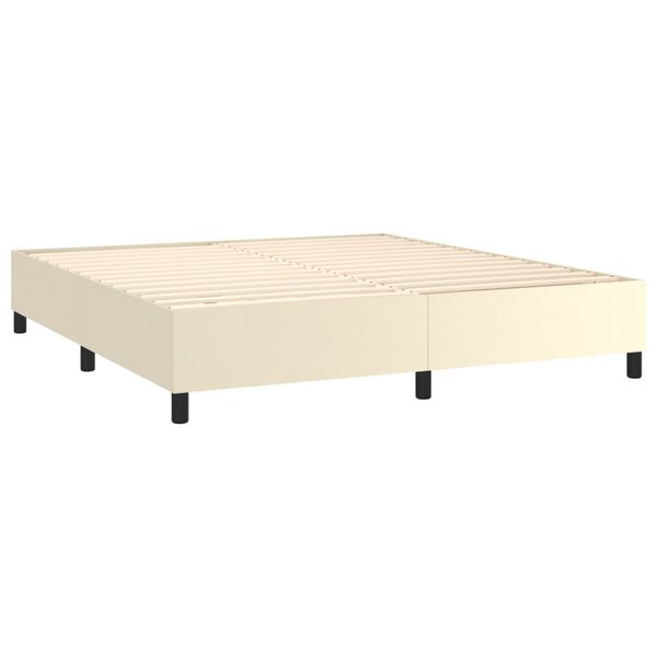 vidaXL Cama box spring con colch&oacute;n cuero sint&eacute;tico crema 180x200 cm
