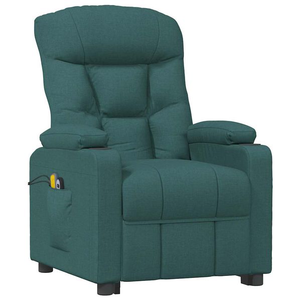 vidaXL Sill&oacute;n de masaje elevable tela verde oscuro