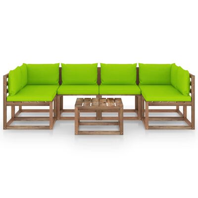 vidaXL Muebles de jardín de palets 7 pzs con cojines madera impregnada