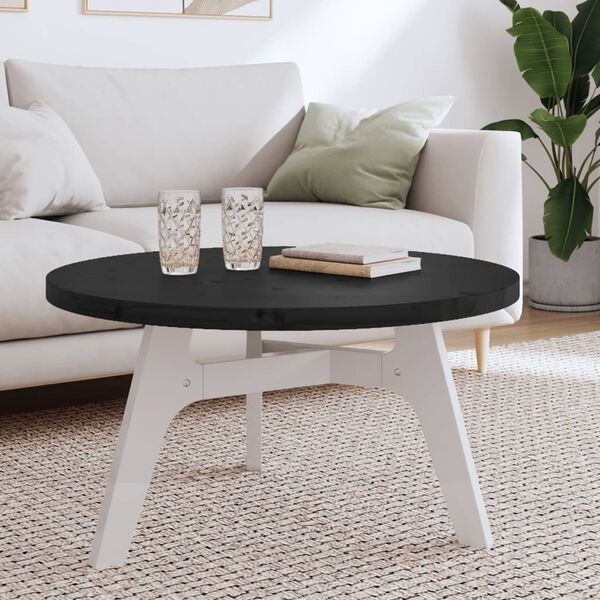 vidaXL Tablero de mesa redondo madera maciza de pino negro &Oslash;80x3 cm