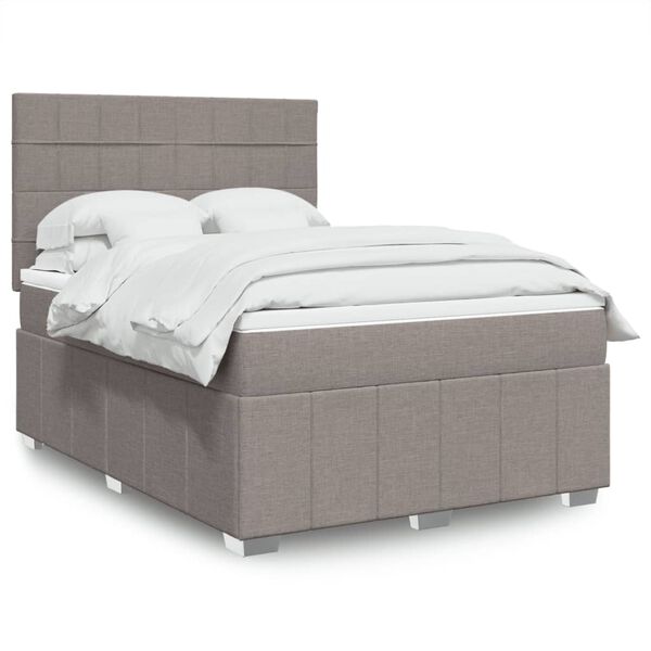 vidaXL Cama box spring con colch&oacute;n tela gris taupe 140x190 cm
