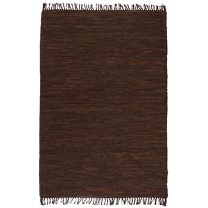 vidaXL Alfombra tejida a mano Chindi cuero 120x170 cm marr&oacute;n