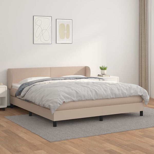 vidaXL Cama box spring con colch&oacute;n cuero sint&eacute;tico capuchino 180x200cm