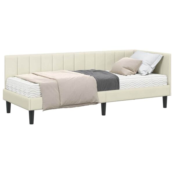vidaXL Estructura de cama en esquina Crema 80 x 200 cm Terciopelo