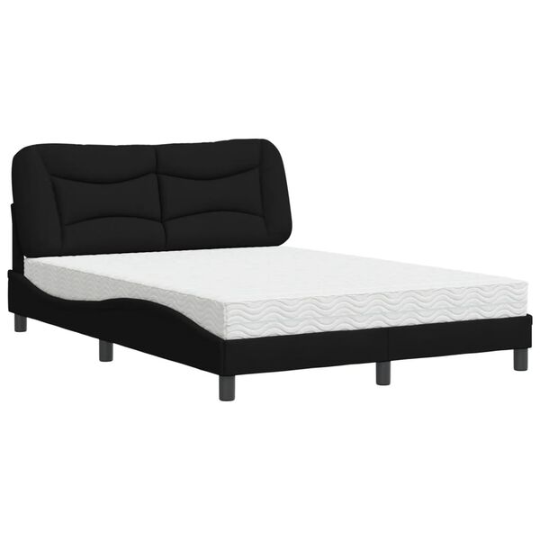 vidaXL Cama con colch&oacute;n Hvar tela negro 140x190 cm