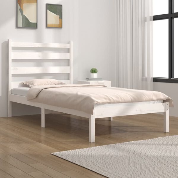 vidaXL Estructura de cama madera maciza de pino blanco 90x200 cm