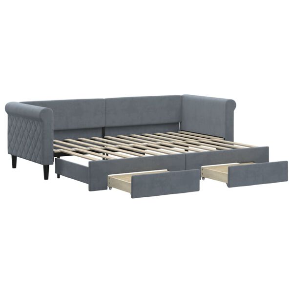 vidaXL Sofá cama nido con cajones terciopelo gris oscuro 80x200 cm