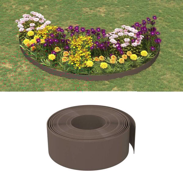 vidaXL Borduras de jardín 2 uds polietileno marrón 10 m 20 cm