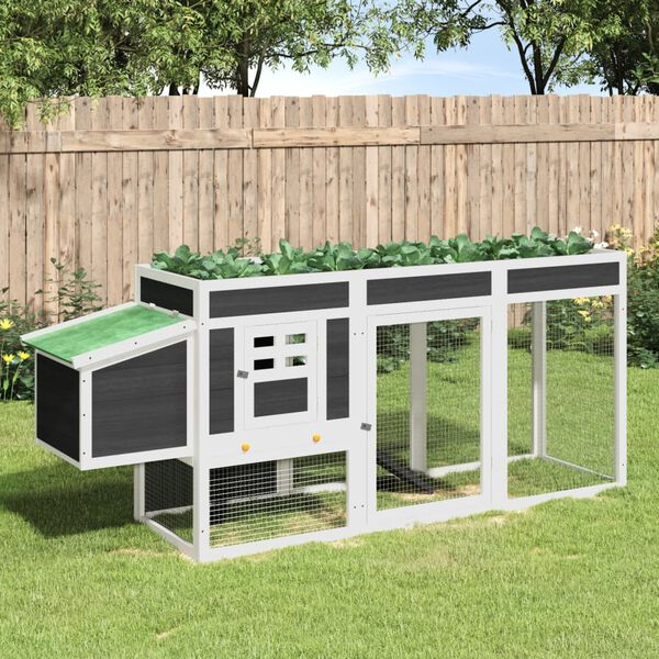 vidaXL Gallinero madera maciza de pino gris 204x50x84 cm