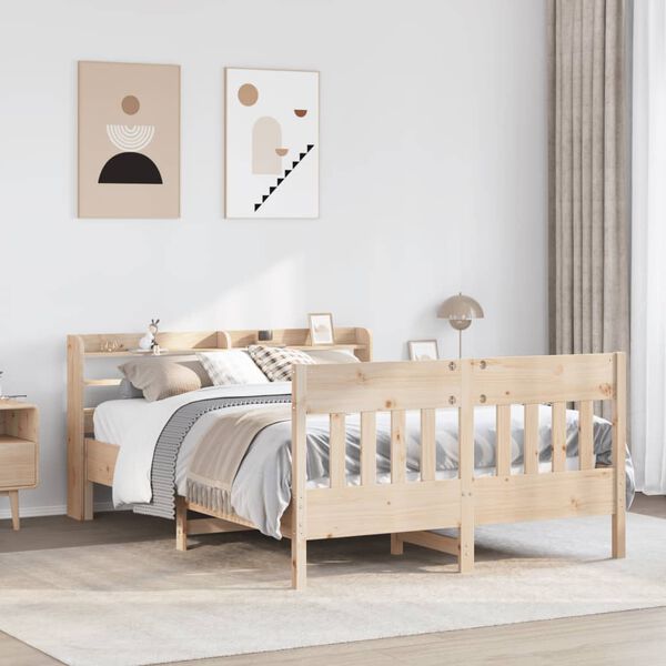 vidaXL Estructura de cama sin colch&oacute;n madera maciza de pino 160x200 cm