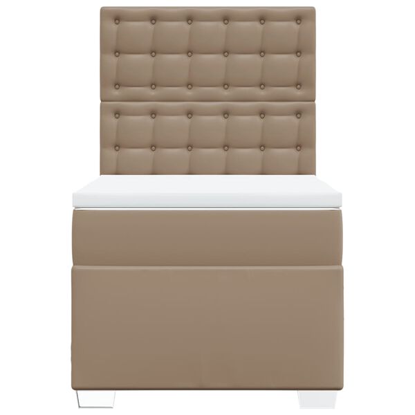 vidaXL Cama box spring con colchón cuero sintético capuchino 100x200cm