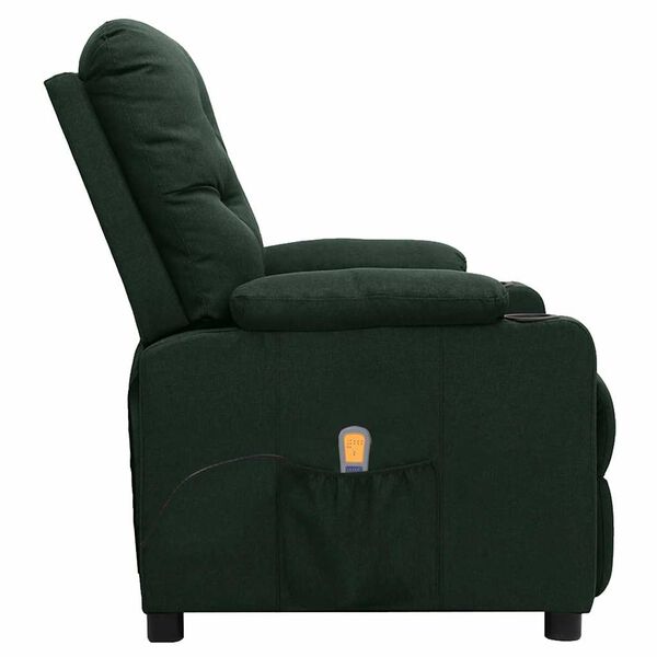 vidaXL Sill&oacute;n de masaje de tela verde oscuro