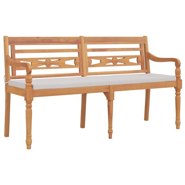 vidaXL Banco Batavia con coj&iacute;n madera maciza de teca 150 cm
