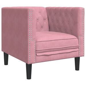 vidaXL Sill&oacute;n Chesterfield de terciopelo rosa