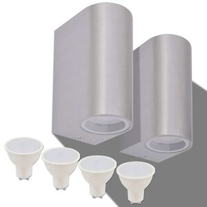 vidaXL L&aacute;mpara de pared exterior 2 uds. redonda ascendente/descendente