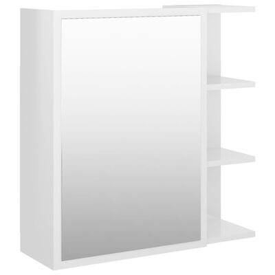 vidaXL Armario espejo baño contrachapada blanco brillo 62,5x20,5x64 cm