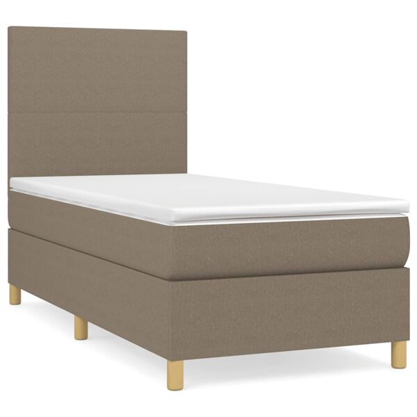 vidaXL Cama box spring con colch&oacute;n tela gris taupe 100x200 cm