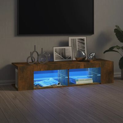 vidaXL Mueble de TV con luces LED roble ahumado 135x39x30 cm