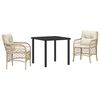 vidaXL Conjunto de Comedor de Jard&iacute;n 3 pcs Beige rat&aacute;n sint&eacute;tico