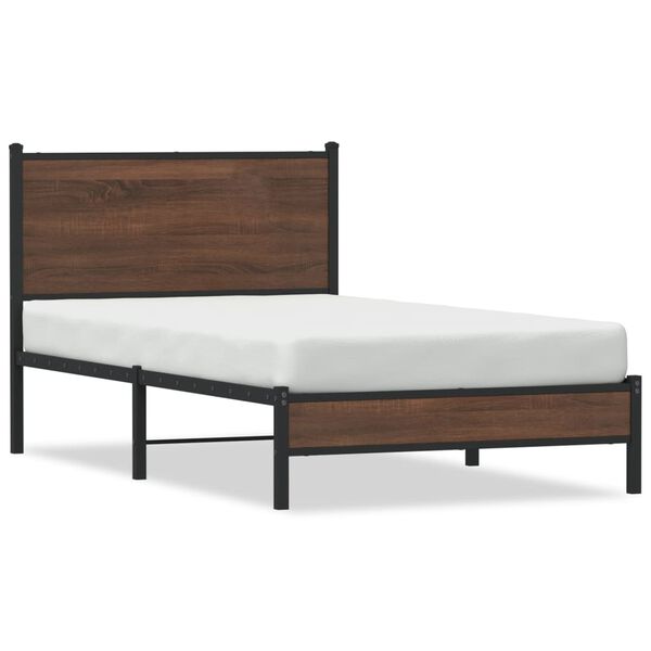 vidaXL Estructura de cama sin colchón metal marrón roble 100x200 cm