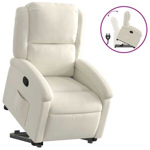vidaXL Sill&oacute;n reclinable elevable terciopelo crema