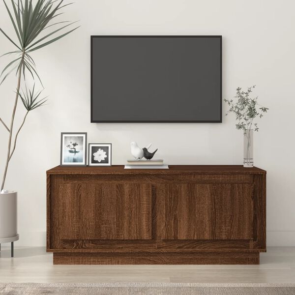 vidaXL Mesa de centro madera contrachapada marrón roble 102x50x44 cm