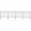 vidaXL Valla de jard&iacute;n con aro superior de acero 671x150 cm negra