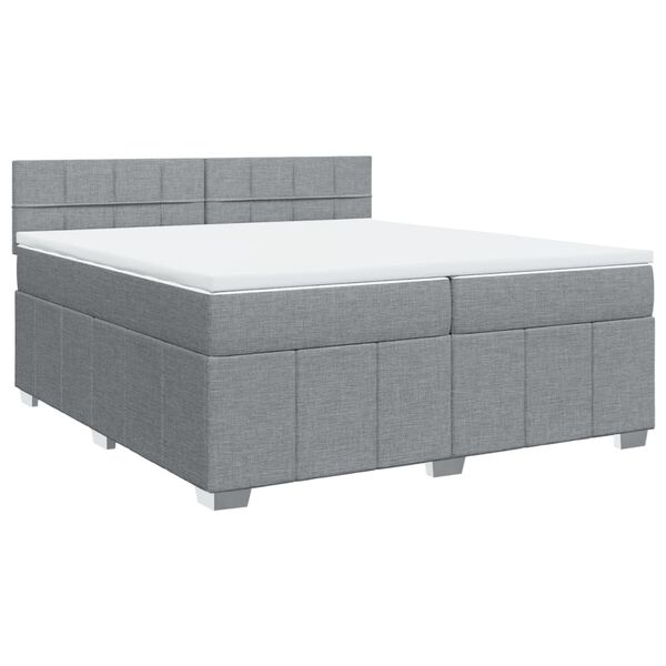vidaXL Cama box spring con colch&oacute;n tela gris claro 200x200 cm
