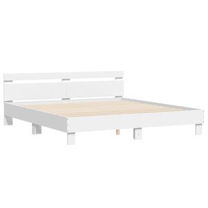 vidaXL Estructura cama con cabecero madera ingenier&iacute;a blanco 160x200cm