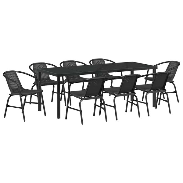vidaXL Conjunto de Comedor de Jard&iacute;n 9 pcs Negro