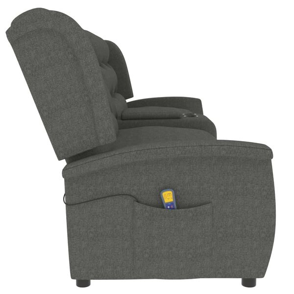 vidaXL Sill&oacute;n de masaje reclinable 4 plazas con portavasos gris claro