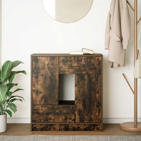 vidaXL Aparador con cajones y puertas roble ahumado 70,5x34x74,5 cm