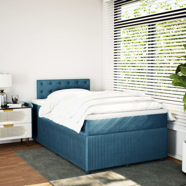 vidaXL Cama box spring con colch&oacute;n terciopelo azul 120x200 cm