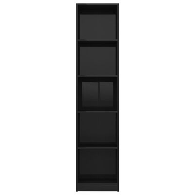 vidaXL Estantería de 5 niveles contrachapada negro brillo 40x24x175 cm