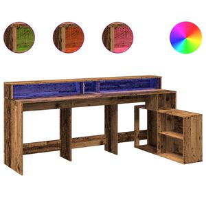 vidaXL Escritorio con LED madera ingenier&iacute;a envejecida 200x104x91 cm