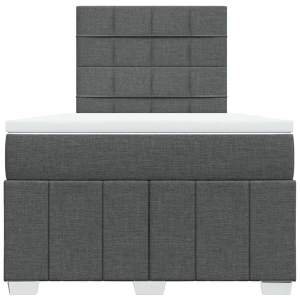 vidaXL Cama box spring con colch&oacute;n tela gris oscuro 120x200 cm
