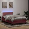 vidaXL Cama box spring con colch&oacute;n y LED terciopelo rosa 120x220 cm