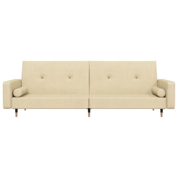 vidaXL Sof&aacute; cama de 2 plazas con dos cojines terciopelo crema