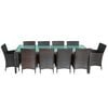 vidaXL Set comedor de jardín 11 pzas y cojines ratán sintético marrón