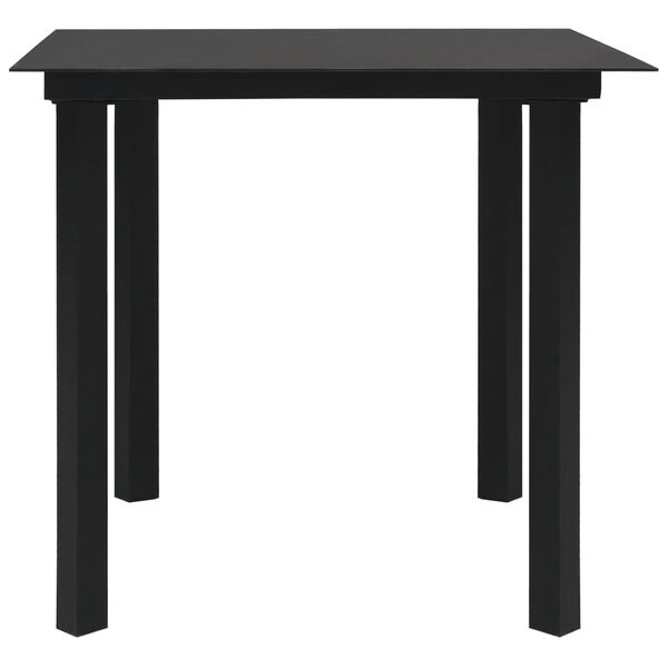 vidaXL Mesa de comedor de jard&iacute;n acero y vidrio negra 80x80x74 cm