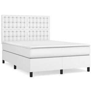 vidaXL Cama box spring con colch&oacute;n cuero sint&eacute;tico blanco 140x190 cm