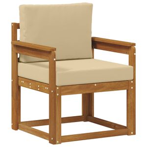 vidaXL Sof&aacute; de exterior Madera de Acacia S&oacute;lida y Poli&eacute;ster Natural