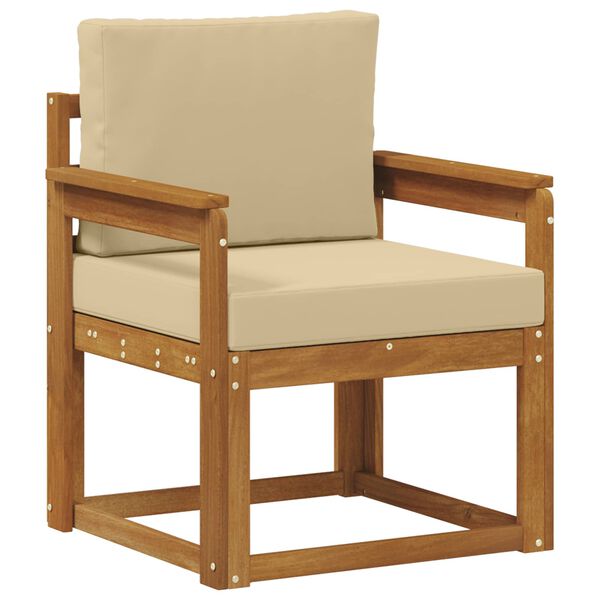 vidaXL Sof&aacute; de exterior Madera de Acacia S&oacute;lida y Poli&eacute;ster Natural