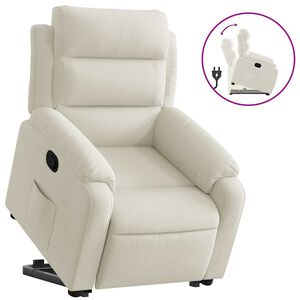 vidaXL Sill&oacute;n reclinable elevable terciopelo crema