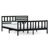 vidaXL Estructura de cama doble de madera maciza negro 135x190 cm