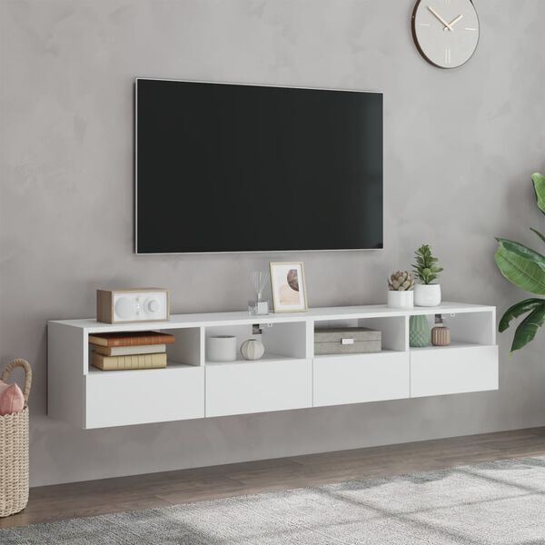 vidaXL Muebles de pared TV 2 uds madera ingenier&iacute;a blanco 80x30x30 cm
