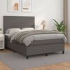 vidaXL Cama box spring con colch&oacute;n cuero sint&eacute;tico gris 140x200 cm