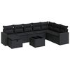 vidaXL Set de sof&aacute;s de jard&iacute;n con cojines 9 pzas rat&aacute;n sint&eacute;tico negro